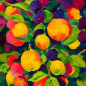 Marionberry Fruit Vibrant Matisse Inspired Painting Fruit