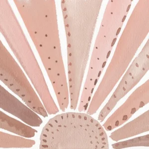 Mauve Blush Sun, Watercolor Boho Sunset, Sunrise