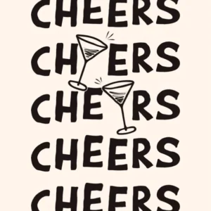 Cheers Cocktail Drinks in Black and Off White
