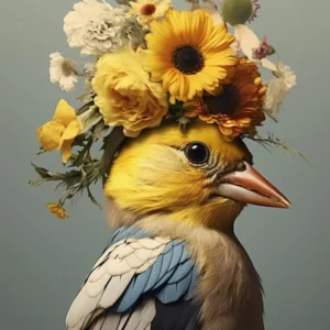 Bird With A Flower Crown American Goldfinch 4