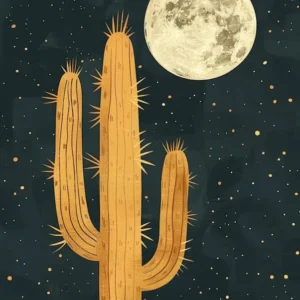 Moon Cactus Minimalist Abstract Illustration 4