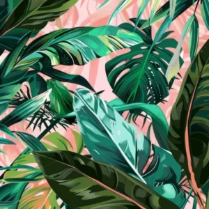 Tropical Leaves On Pink Background