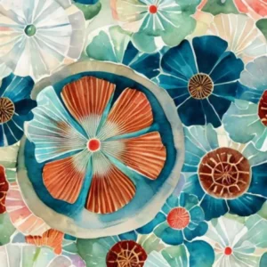 Scallops Vintage Graphic Watercolour