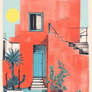A House In Marrackech, Abstract Risograph Style 1