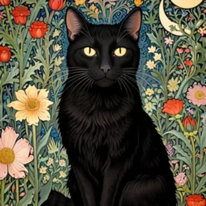 William Morris Black Cat In Flowers 10