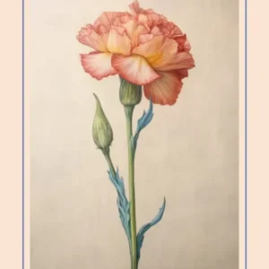 Carnation Dianthus 2 French Flower Botanical Poster