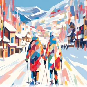 Park City Mountain Resort Utah Usa, Ski Resort Poster Illustration 1