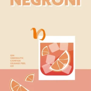 Negroni Cocktail Retro Pink Colourful Kitchen Bar Wall