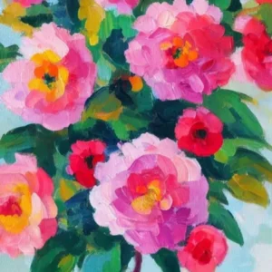 Camellia Floral Abstract Block Colour Flower