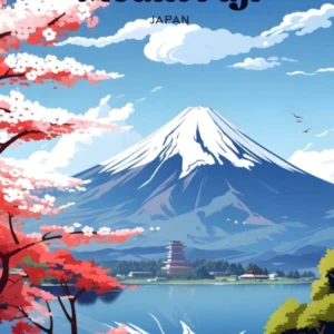 Mount Fuji Japan Adventure Travel Illustration