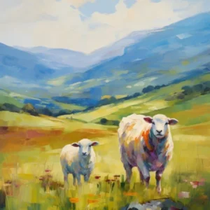 Sheep & Lamb In The Valley Of The Scottish Highland