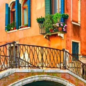 Old Small Bridge in Venice, Italy
