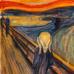 Edvard Munch "The Scream" or Skrik Painted in 1893 - Fully Remastered and Digitally Cleaned up Image - Signed and With the Inscription in Norwegian he Imbedded in the Sky - "Kan Kun Være Malet af en Gal Mand!” (“Can Only Have Been Painted by a Madman!”) HD