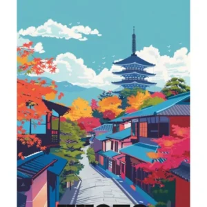 Kyoto Japan 4 Colourful Travel Poster
