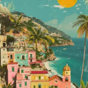 Amalfi Italy Retro Collage Style 1