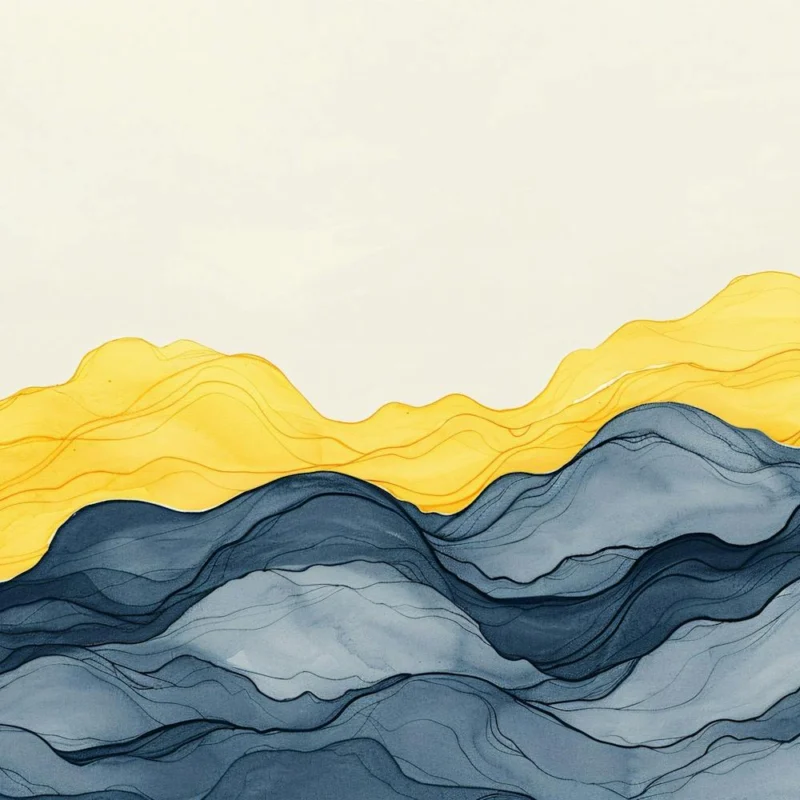 Blue And Yellow Watercolor Painting