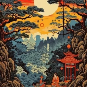 Mount Takao Japan Vintage Travel Art 4