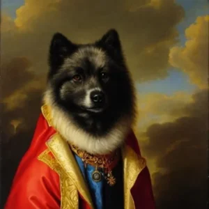 Keeshond Renaissance Portrait Oil Painting
