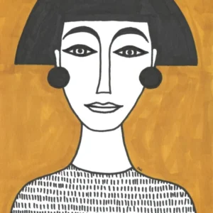 Woman on Yellow Background Illustration