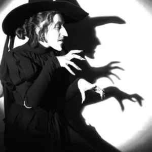 Wicked Witch, Black and White Old Photo, Vintage Halloween Wall Decor