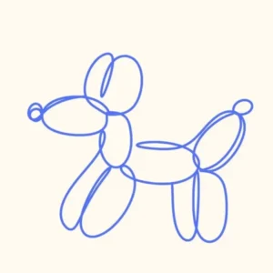Contemporary Line Drawing Dog Blue