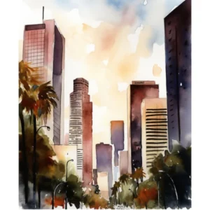Los Angeles Watercolour Travel Poster