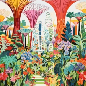 Gardens By The Bay Singapore Modern Illustration 2