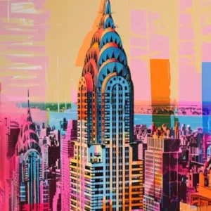 Chrysler Building New York Colourful Silkscreen Illustration 1