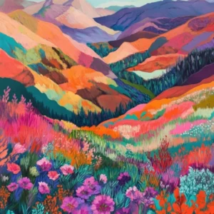 Colorful Landscape With Mountain and Flowers 13