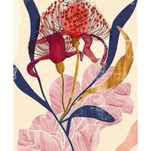 Colourful Flower Illustration Poster Globe Amaranth 3
