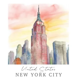 United States, New York City Storybook 2 Travel Poster Watercolour