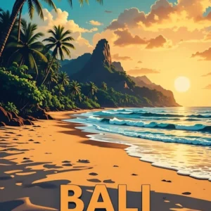 Bali Indonesia Vintage Travel Poster 7