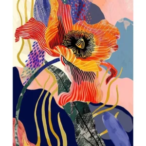 Colourful Flower Illustration Poster Poppy 2