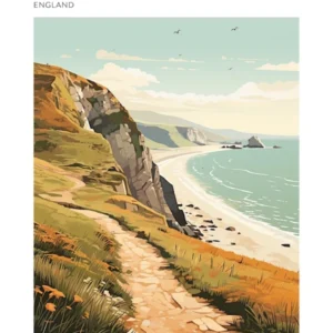 South West Coast Path England 1 Hiking Trail Landscape Poster