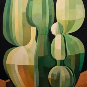 Modern Abstract Cactus Painting Hedgehog Cactus