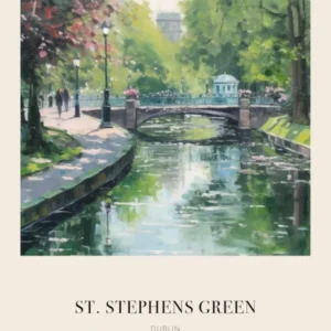 St Stephens Green Dublin 3 Vintage Cezanne Inspired Poster
