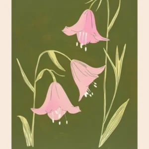 Pink & Green Bluebell 1 Flower Poster