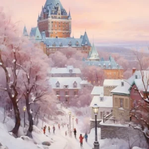 Dreamy Winter Painting Quebec City Canada 2