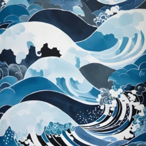 Bright vivid blue ocean waves illustration