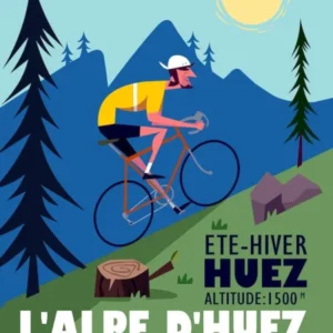 L Aple D Huez Cycling Poster Blue & Green