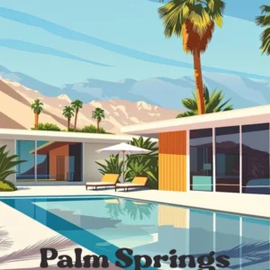 Palm Springs California Summer Travel Art Illustration