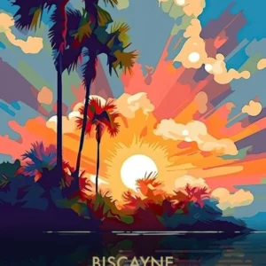 Biscayne National Park Travel Poster Illustration Style 3