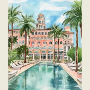 Poster Of The Breakers Palm Beach Palm Beach, Florida Resort Collection Storybook Illustration 1