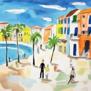 Pescara Italy Cute Watercolour Illustration 2