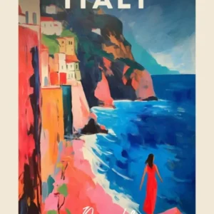 Amalfi Coast Italy Fauvist Painting Travel Poster