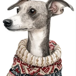 Greyhound In Christmas Jumper Neutral