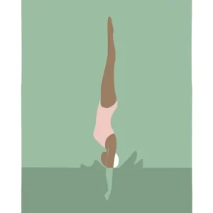 Art Deco Style Swimmer Splash in green