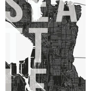 Seattle Mono Street Map Text Overlay