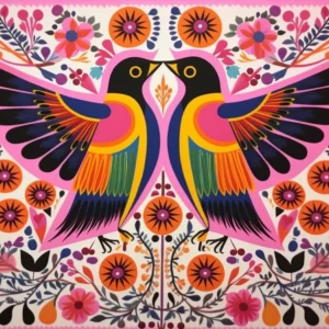 Hummingbird 2 Folk Style Animal Illustration