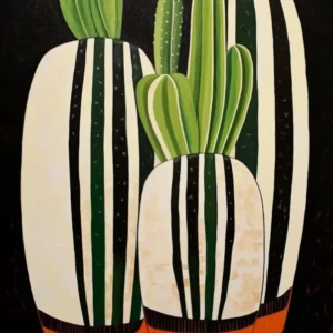 Modern Abstract Cactus Painting Zebra Cactus 1